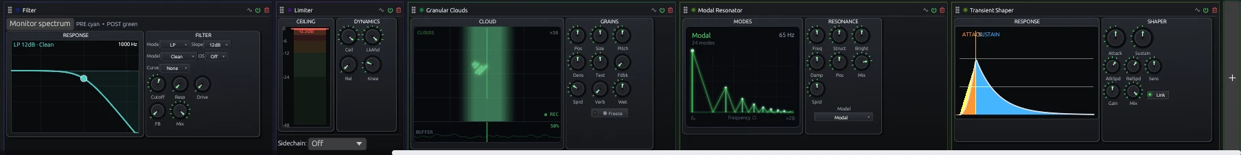 A chain of OMNi effect devices on a track